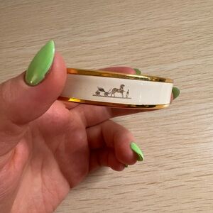 Hermès Caleche Enamel Bangle - White